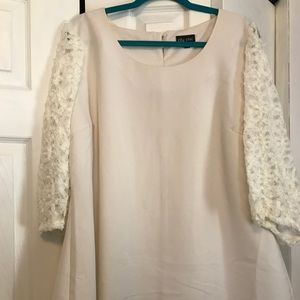 City Chic, lace sleeve blouse, cream/off white